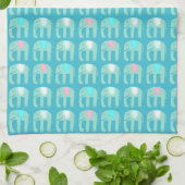 Elephant Pattern Aqua Blue Geschirrtuch (Gefaltet)