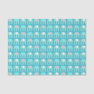 Elephant Pattern Aqua Blue Seidenpapier