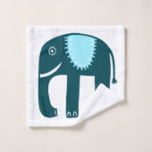 Elephant Pattern Blau Badhandtuch Set (Waschlappen)