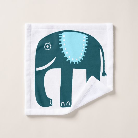 Elephant Pattern Blau Badhandtuch Set (Waschlappen)
