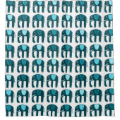 Elephant Pattern Blau Duschvorhang (Vorderseite)