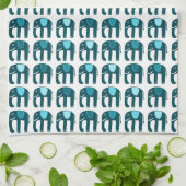 Elephant Pattern Blau Geschirrtuch (Gefaltet)