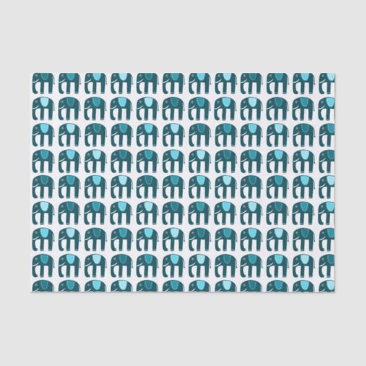 Elephant Pattern Blau Seidenpapier (Vorderseite)