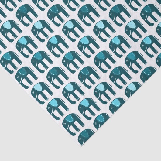 Elephant Pattern Blau Seidenpapier (Ausschnitt)