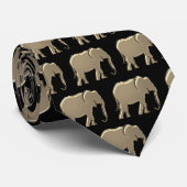 Elephant Pattern Gold und Schwarz Krawatte (Gerollt)