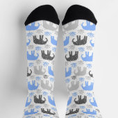 Elephant pattern gray blue glittery socken (Oben)