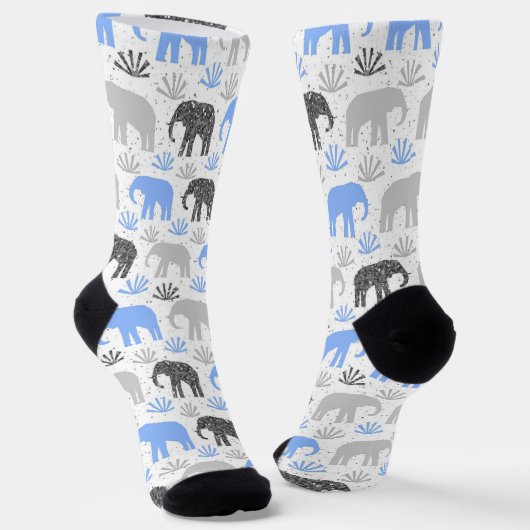 Elephant pattern gray blue glittery socken (Gewinkelt)