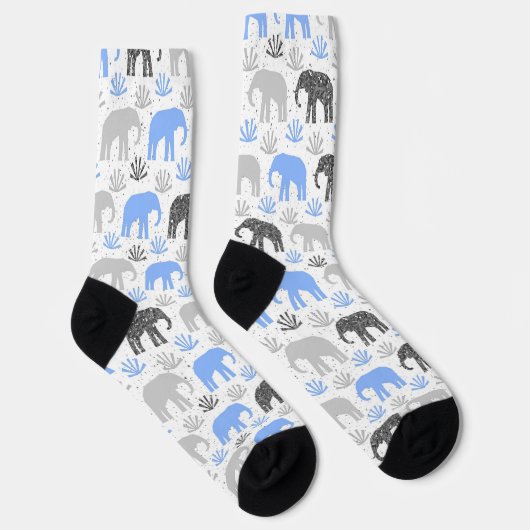 Elephant pattern gray blue glittery socken (Rechts)