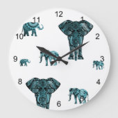 Elephant Pattern Große Wanduhr (Vorderseite)