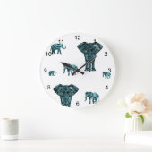 Elephant Pattern Große Wanduhr (Zuhause)