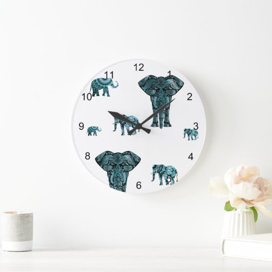 Elephant Pattern Große Wanduhr (Zuhause)