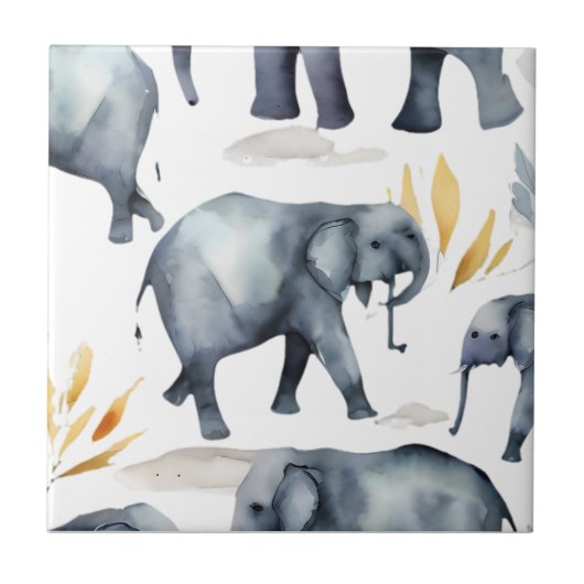 Elephant Pattern Keramik Tile Fliese (Vorderseite)