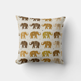 Elephant Pattern Linen Look Pillow Kissen