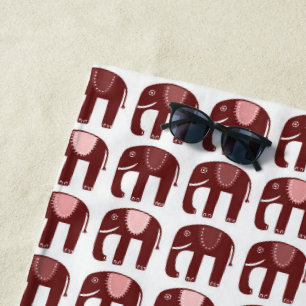 Elephant Pattern Pink Strandtuch