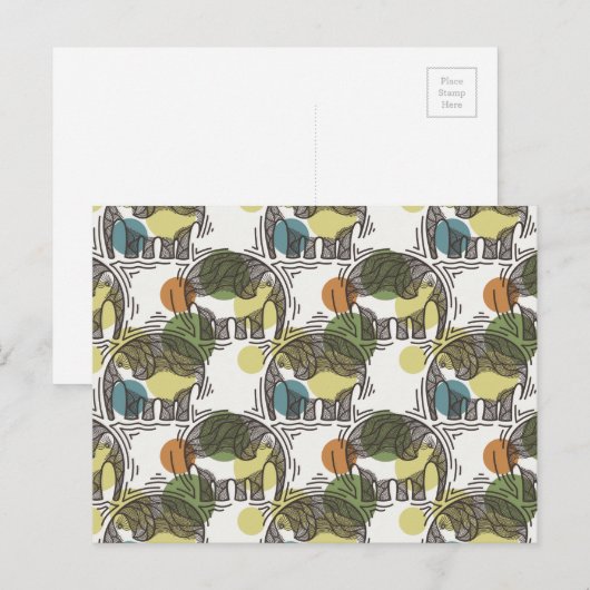 Elephant Pattern Postkarte (Vorne/Hinten)