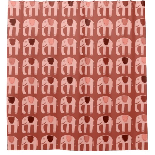 Elephant Pattern Rosa Duschvorhang (Vorderseite)