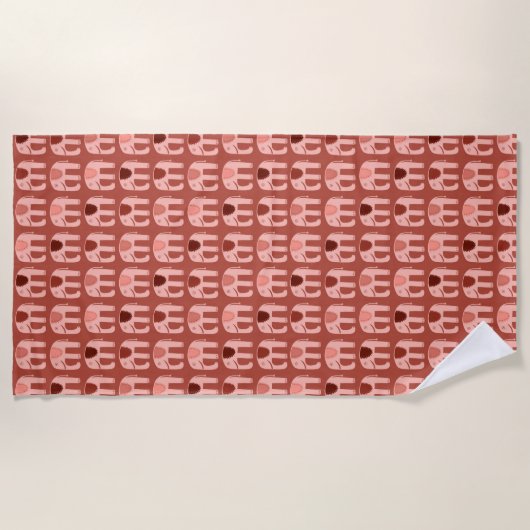 Elephant Pattern Rosa Strandtuch (Vorderseite)