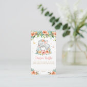 Elephant Peach Floral Baby Dusche Windel Raffel Begleitkarte (Stehend Vorderseite)