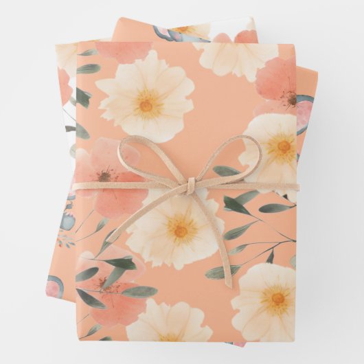 Elephant Peach Fuzz Babydusche Niedlich Girly Flor Geschenkpapier Set (Beispiel)