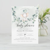 Elephant Peanut Baby Shower Einladung (Stehend Vorderseite)