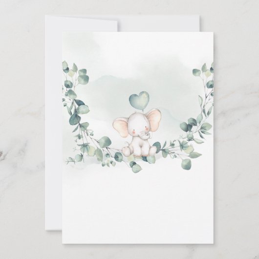 Elephant Peanut Baby Shower Einladung (Rückseite)