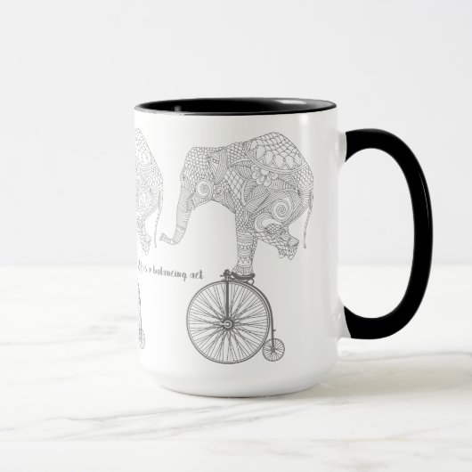 Elephant Penny Farthing Bicycle Balance Tasse (Rechts)