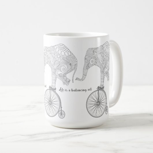 Elephant Penny Farthing Bicycle Balance Tasse (VorderseiteRechts)