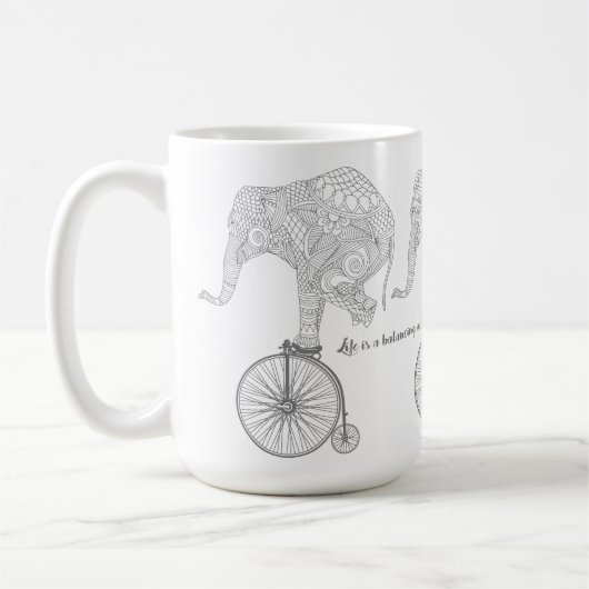 Elephant Penny Farthing Bicycle Balance Tasse (Links)