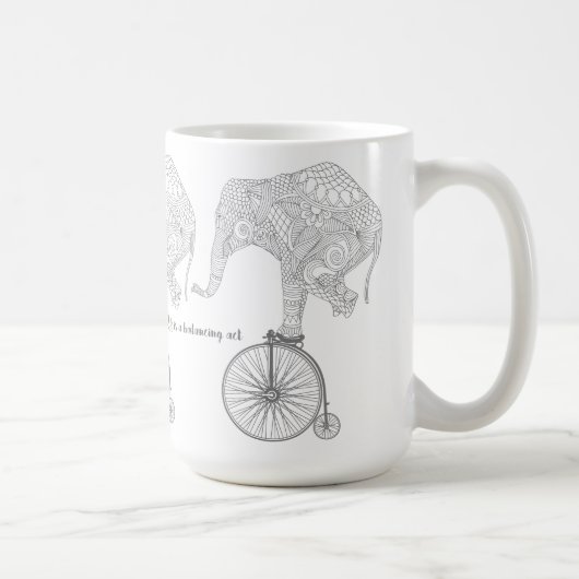 Elephant Penny Farthing Bicycle Balance Tasse (Rechts)