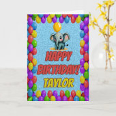 Elephant Personalisiert Fun Gruß Geburtstag Karte (Gelbe Blume)