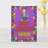 Elephant Personalisiert Fun Gruß Geburtstag Karte (Gelbe Blume)