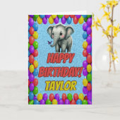 Elephant Personalisiert Fun Gruß Geburtstag Karte (Gelbe Blume)