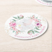 Elephant Personalisiert Girl-Babydusche Runder Pappuntersetzer (Angewinkelt)