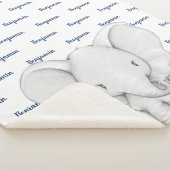 Elephant Personalisiert Navy Blue Name Boy Sherpadecke (3/4)