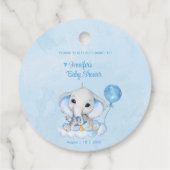 Elephant Personalisiert Vielen Dank Baby Dusche Geschenkanhänger (Rückseite)