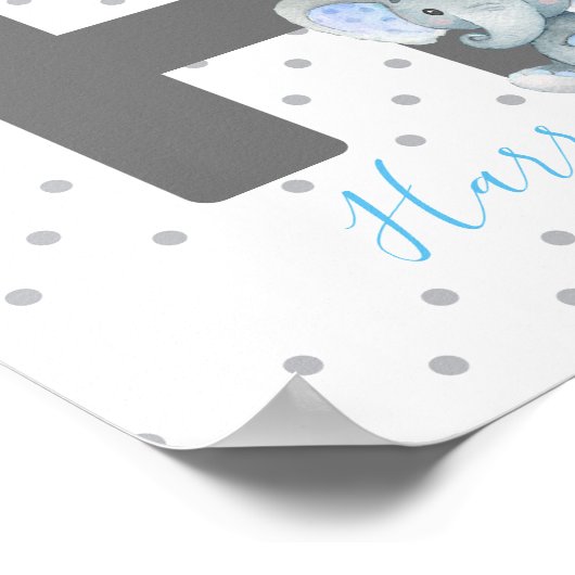 Elephant Personalisiertes Kinderzimmer für Babynam Poster (Ecke)