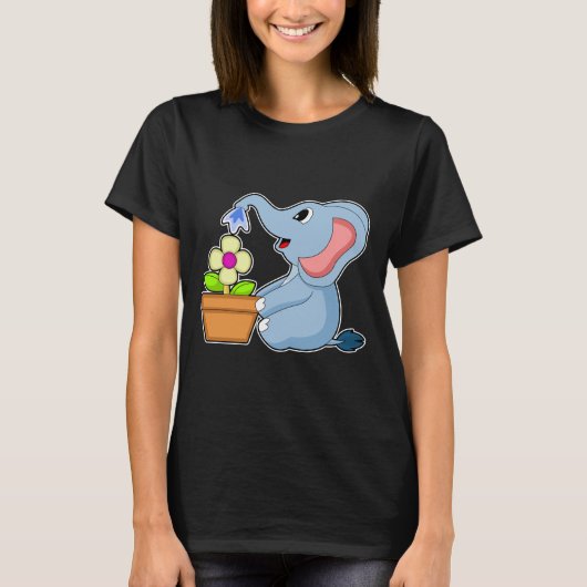Elephant Pflanze Topf Blume T-Shirt (Vorderseite)