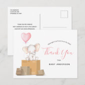 Elephant Pink Baby Dusche by Mail Vielen Dank Postkarte (Vorne/Hinten)