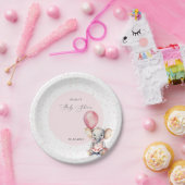 Elephant Pink Balloon Girl Baby Dusche Willkommen Pappteller (Party)