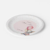Elephant Pink Balloon Girl Baby Dusche Willkommen Pappteller (Schrägansicht)