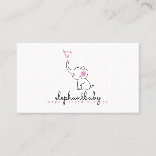 Elephant Pink Butterfets Süße Tier Visitenkarte (Vorderseite)