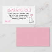 Elephant Pink Diaper Raffle Ticket Baby Dusche Begleitkarte (Vorne/Hinten)