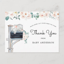 Elephant Pink Floral Baby Dusche by Mail Vielen Da Postkarte