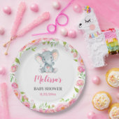 Elephant Pink Floral Baby Dusche Sprinkle Pappteller (Party)
