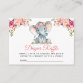 Elephant Pink Floral Baby Dusche Windeln Raffel Begleitkarte (Vorderseite)