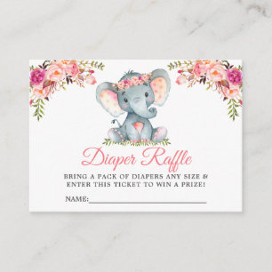 Elephant Pink Floral Baby Duschvorrichtung Windelw Begleitkarte