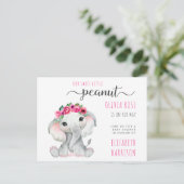 Elephant Pink Floral Baby Girl Dusche Einladungspostkarte (Stehend Vorderseite)