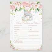 Elephant Pink Floral Baby Predictions Karte (Vorne/Hinten)