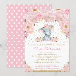 Elephant Pink Floral Baby Shower von Mail Girl Einladung