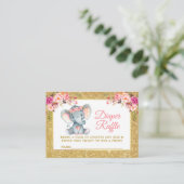 Elephant Pink Floral Diaper Dusche Glitzer Begleitkarte (Stehend Vorderseite)